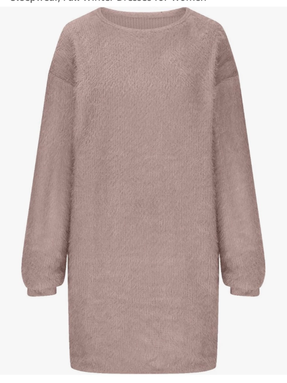 Long sleeves fuzzy sweater-like tunic dress
